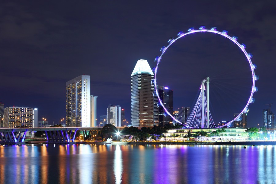 Singapore Night Scene Skyline 